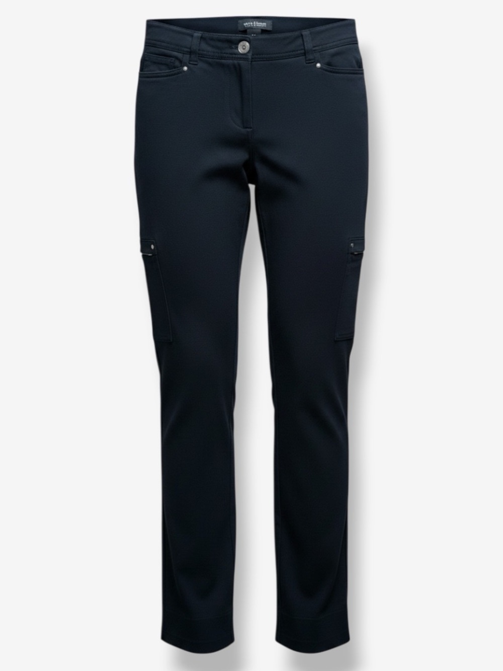 WHBM Black Ponte Stretch Cargo Utility Straight Leg Pants Size 6R